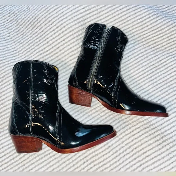 Free People New Frontier Patent Leather Boots sz 6 - Picture 4 of 14